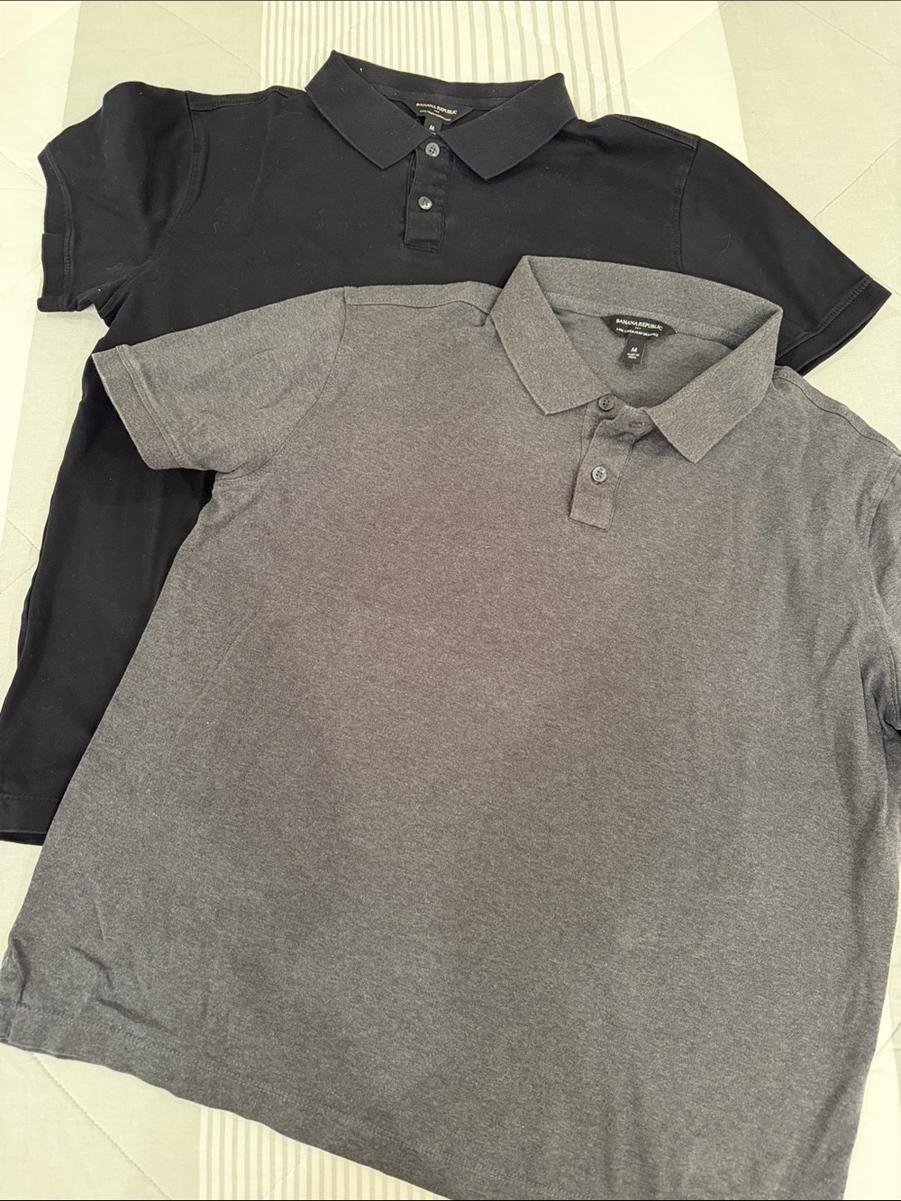 Banana Republic Men's Polo Pair - Black and Gray